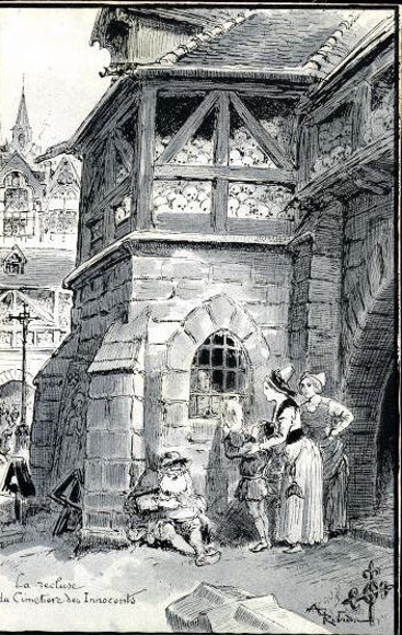 Set van 12 ansichtkaarten van het oude Parijs, Robida
