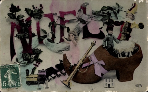 Letters Postcard Christmas, gifts, toys, dolls, shoes