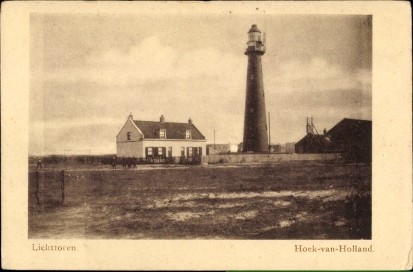 Postcard Hoek van Holland Rotterdam South Holland Netherlands, lighthouse, house