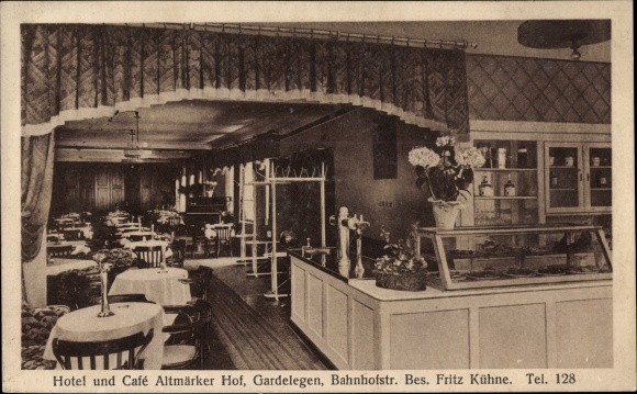 KP Gardelegen w Altmark, Hotel i Cafe Altmärker Hof, widok wnętrza, Bahnhofstrasse