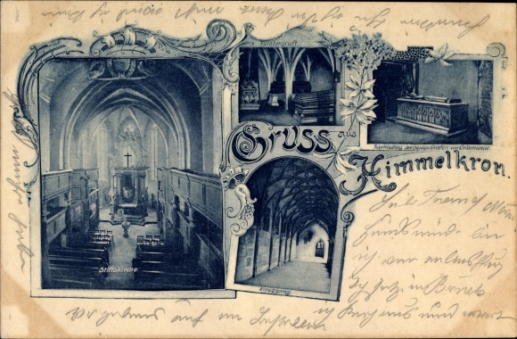Ansichtkaart Himmelkron Oberfranken, kapittelkerk, kloostergang, koninklijke crypte, sarcofaag, binnenaanzicht
