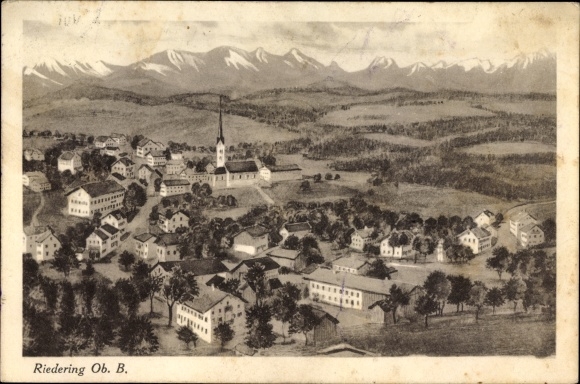 Artist PC Riedering Oberbayern, general view of the village