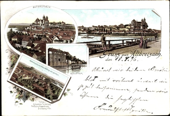Chromo-Litho Altbreisach Breisach am Upper Rhine, Gasthof zum Salmen, Rheinthor