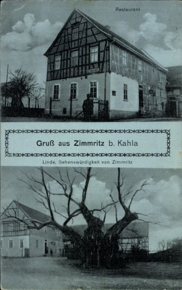 Postcard Zimmritz Milda Thuringia, Linde, Restaurant