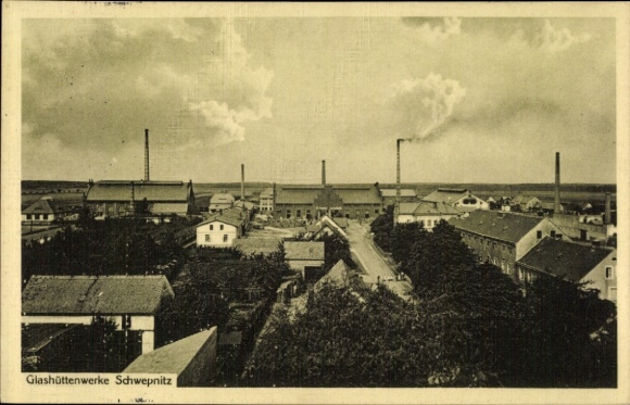 Postcard Schwepnitz in Saxony, glassworks