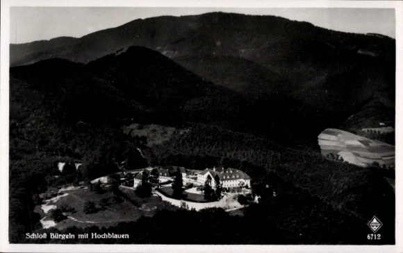 Postcard Obereggenen Schliengen in the Black Forest, Bürgeln Castle, aerial photograph, Blauen