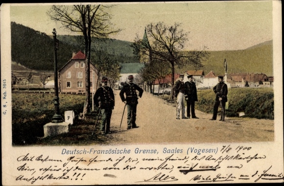 Postcard Saales Vosges, German French border