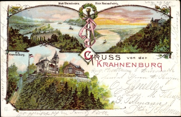 Chromo-Litho Andernach am Rhein, Inn Krahnenburg, Rheinpartie