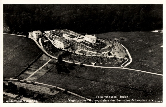 Ak Volkertshausen Baden Württemberg, Luftaufnahme, Vegetarische Erholungseinrichtung, Gartenlands