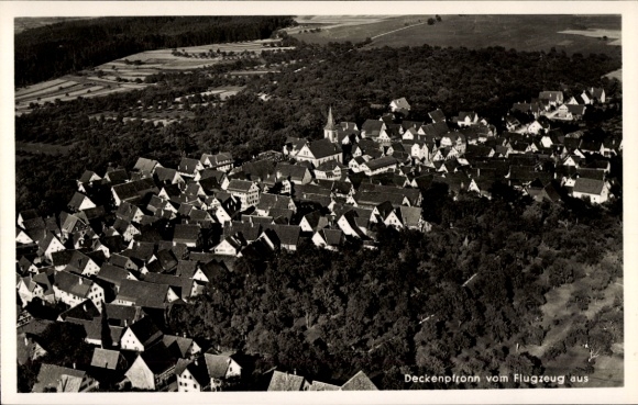 Postcard Deckenpfronn in Baden Württemberg, aerial view of many houses, rural surroundings