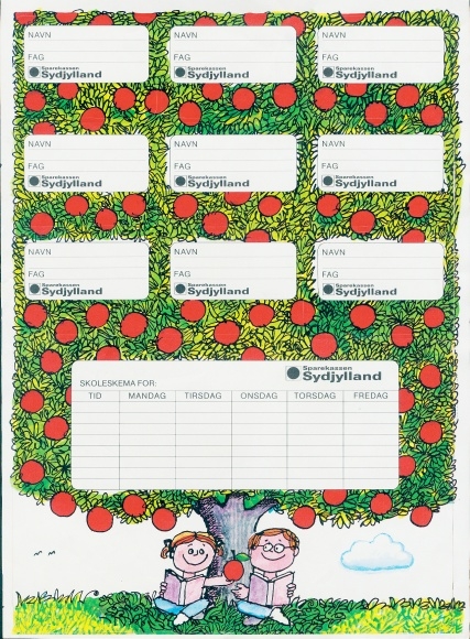 Timetable Advertisement, Sparekassen Sydjylland, Children reading under a tree