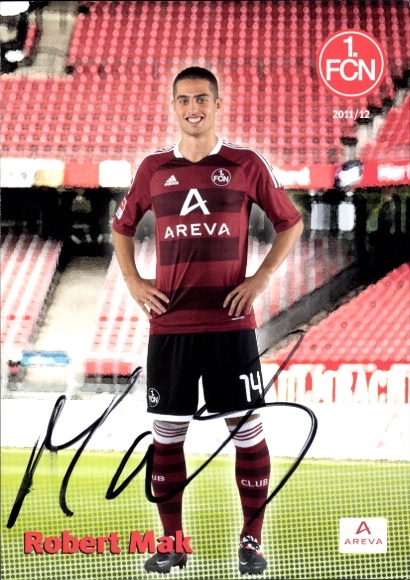 Autograph card footballer Robert Mak, 1. FC Nuremberg, autograph