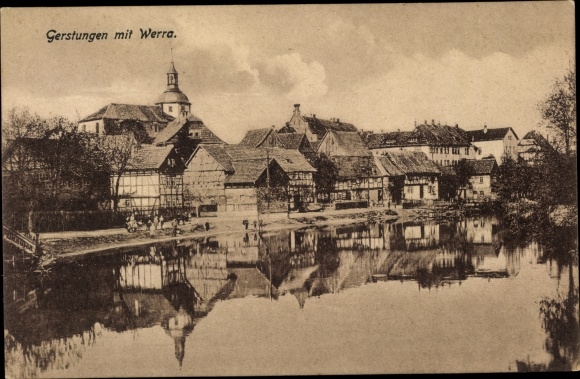 Postcard Gerstungen in Thuringia, Panorama with Werra