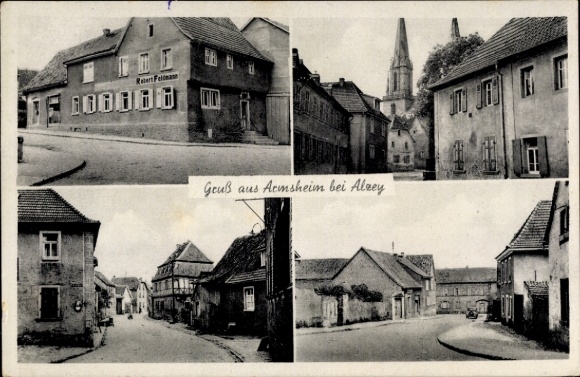 Postcard Armsheim in Rheinhessen, town views, general store