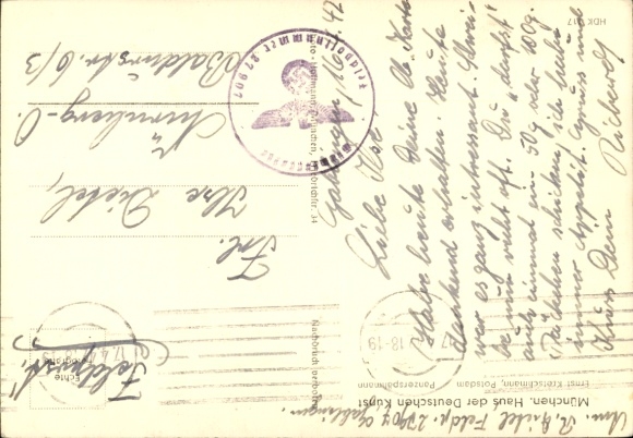 Artist Postcard Kretschmann, Ernst, Panzerspähmann, skull in collar patch, HDK 182