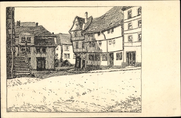 Artist Postcard Stoebe, Sangerhausen am Südharz, Kornmarkt