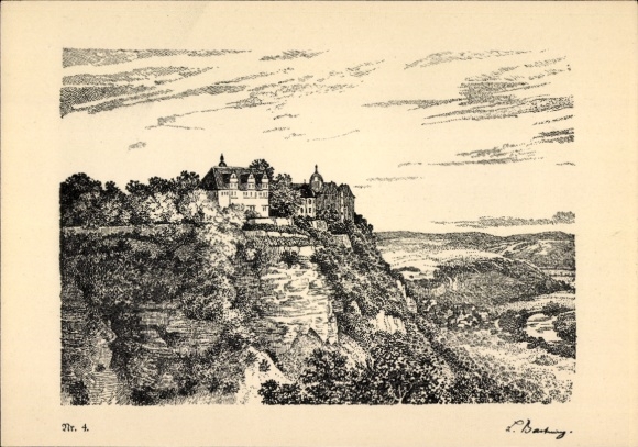Artist Postcard Dornburg an der Saale Thuringia, Goethe biography, poem, No. 4