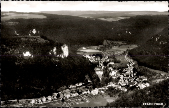 Postcard Eybach Geislingen an der Steige, aerial photograph