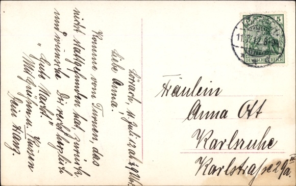 Postcard Woman and two doves, portrait, white dress