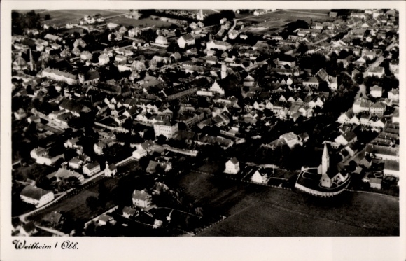 Postcard Weilheim Upper Bavaria, aerial photograph