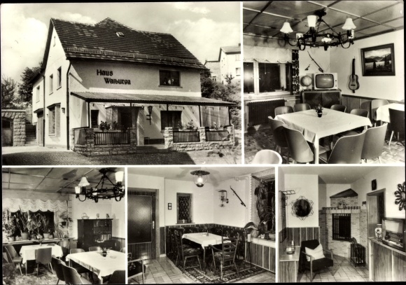 Ak Schweina Bad Liebenstein im Thüringer Wald, Haus Walburga, Innenansicht, Fernseher