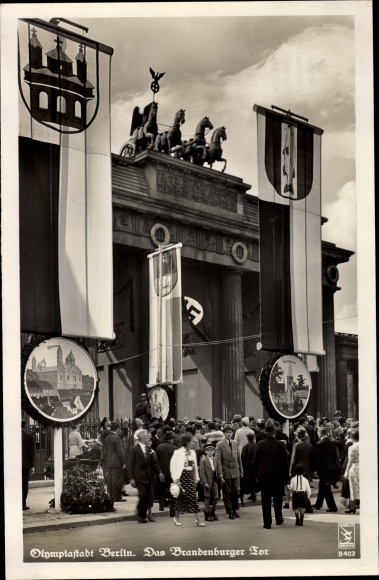 PC Berlin Mitte, Brandenburg Gate, flag decorations, Olympic Games 1936