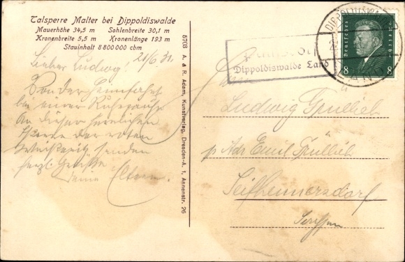 Postcard Malter Dippoldiswalde, dam Malter, Gasthof Seeblick, Paulsdorf