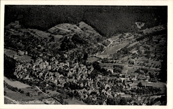 Postcard Schönau near Heidelberg Odenwald, aerial photograph