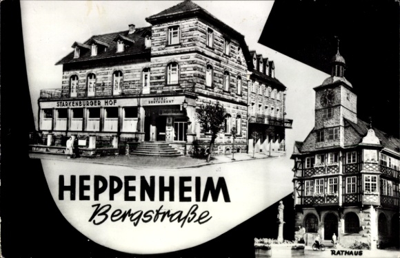 Postcard Heppenheim an der Bergstraße, Starkenburger Hof, Town Hall, Bergstraße