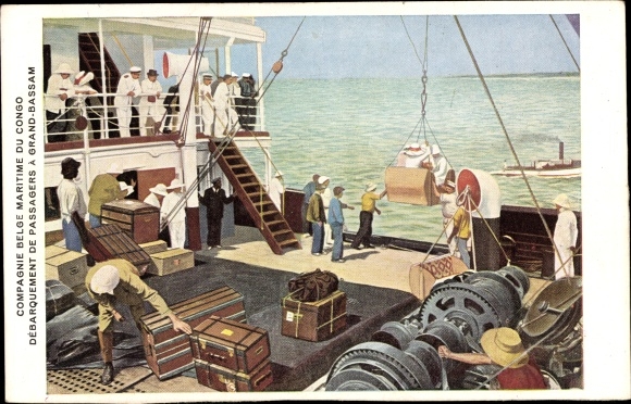 Ak Compagnie Maritime Belge du Congo, landing in Grand Bassam, Ivoorkust