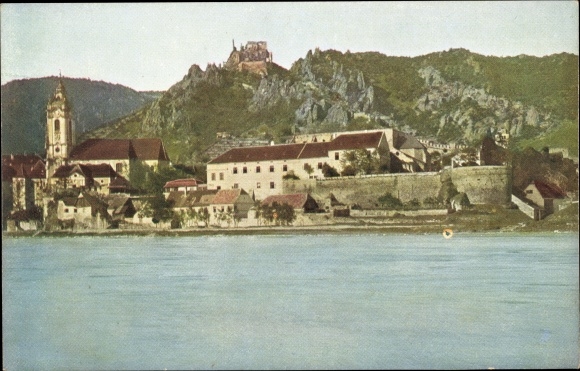 Ak Dürnstein an der Donau Wachau Niederösterreich, Teilansicht mit Burg St. Michael