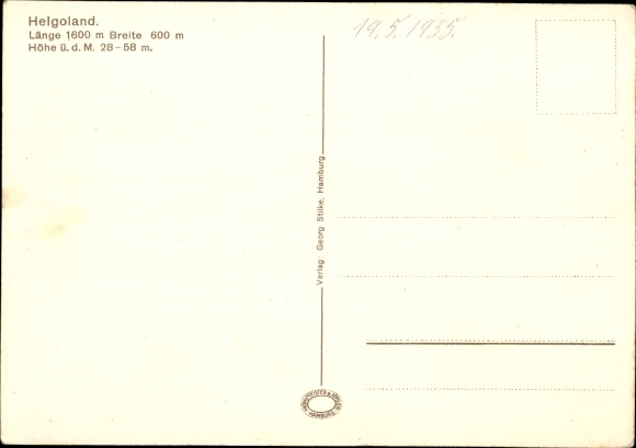Artist PC Nordseeinsel Heligoland, view of the island, poem, length 1600 m, width 600 m