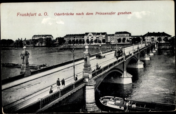 Postcard Frankfurt an der Oder, Oderbrücke, Prinzenufer