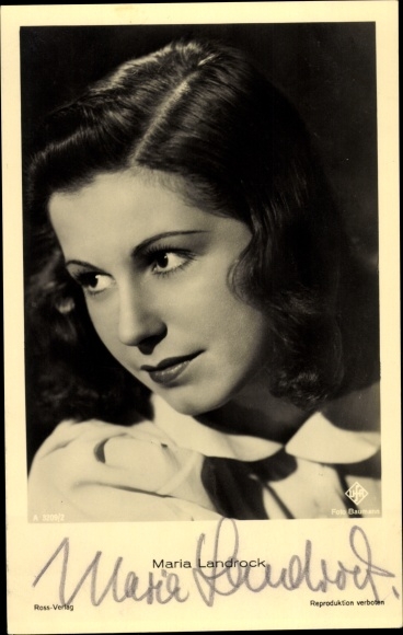Ak Schauspielerin Maria Landrock, Portrait, UFA Film, Ross A 3209 2, Autogramm