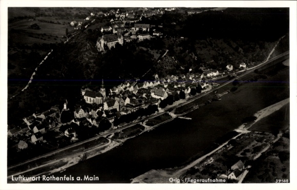 Postcard Rothenfels am Main Lower Franconia, aerial photograph