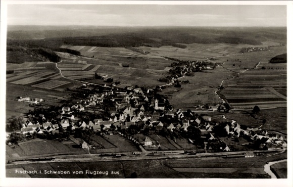 Postcard Fischach in Swabia, aerial photograph