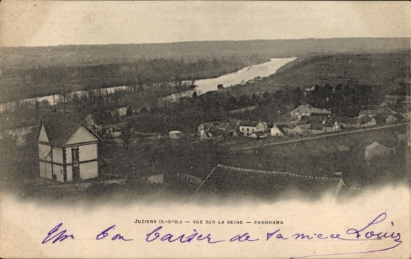 Postcard Juziers-Yvelines, view of the Seine, panorama