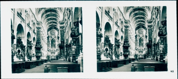 Zdjęcie stereo Praha Praga, stare miasto, kościół św. Jakuba, widok na wnętrze