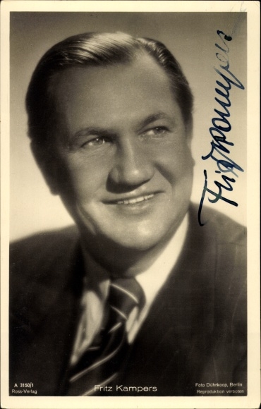 Postcard actor Fritz Kampers, Ross 3150/1, autograph