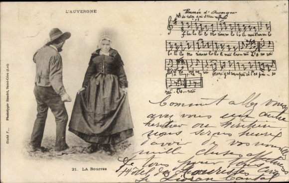 Song KP Auvergne, tańcząca para w strojach ludowych