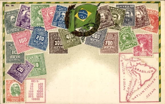 Stamps Postcard Brazil, flag