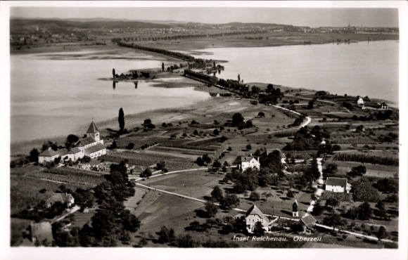 Postcard Island of Reichenau, Lake Constance, aerial photograph