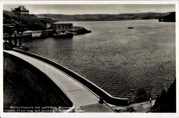 Postcard Saale Orla Kreis, Bleiloch Dam at full water level