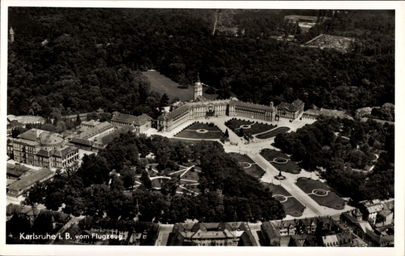 Postcard Karlsruhe in Baden, aerial photograph