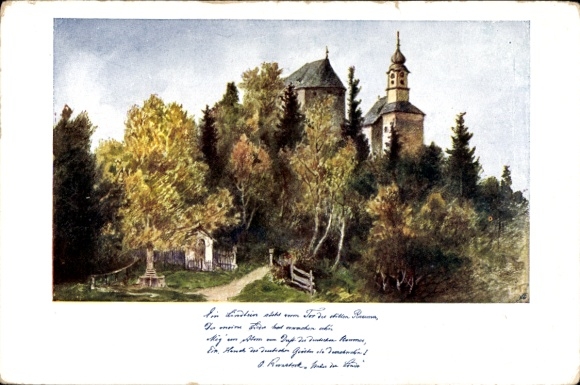 Postcard Krajková Gossengrün Region Karlovy Vary, The Linden Tree on the Fortress