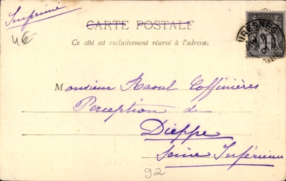 Postcard Suresnes Hauts de Seine, municipal building, Mairie, Reunion Hall, old architecture