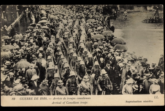 PC Guerre de 1914, Arrivée de troupes canadiennes