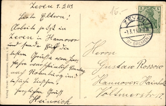 Postcard Zeven in Lower Saxony, Langestraße, post office