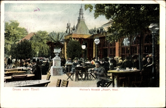 Ak Wien 12. Meidling Österreich, Wallners Meierei Tivoli, Gäste im Garten