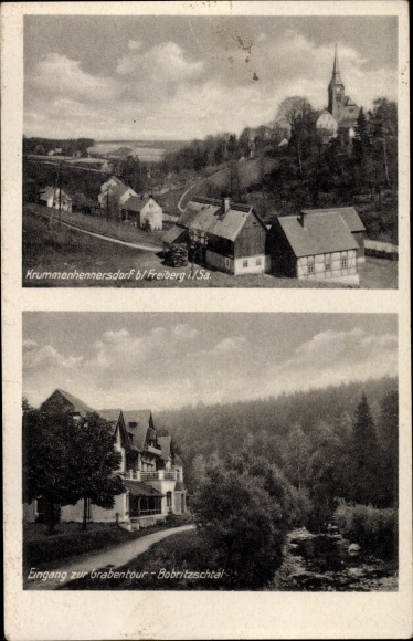 Ak Krummenhennersdorf Halsbrücke in Saksen, gedeeltelijk zicht, Grabentour-Bobritzschtal
